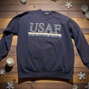 Vintage JanSport 90's Air Force USAF Crew Neck Sweatshirt Men's L USA Blue